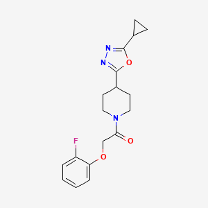 molecular formula C18H20FN3O3 B6581946 1-[4-(5-cyclopropyl-1,3,4-oxadiazol-2-yl)piperidin-1-yl]-2-(2-fluorophenoxy)ethan-1-one CAS No. 1209223-17-5