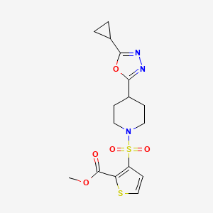 molecular formula C16H19N3O5S2 B6581969 methyl 3-{[4-(5-cyclopropyl-1,3,4-oxadiazol-2-yl)piperidin-1-yl]sulfonyl}thiophene-2-carboxylate CAS No. 1211405-98-9
