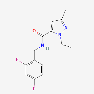 molecular formula C14H15F2N3O B6582014 N-[(2,4-difluorophenyl)methyl]-1-ethyl-3-methyl-1H-pyrazole-5-carboxamide CAS No. 1211396-62-1