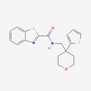 molecular formula C18H18N2O2S2 B6582156 N-{[4-(thiophen-2-yl)oxan-4-yl]methyl}-1,3-benzothiazole-2-carboxamide CAS No. 1207052-51-4