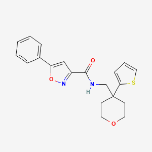 5-phenyl-N-{[4-(thiophen-2-yl)oxan-4-yl]methyl}-1,2-oxazole-3-carboxamide