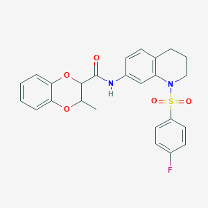 molecular formula C25H23FN2O5S B6582216 N-[1-(4-fluorobenzenesulfonyl)-1,2,3,4-tetrahydroquinolin-7-yl]-3-methyl-2,3-dihydro-1,4-benzodioxine-2-carboxamide CAS No. 1209344-65-9