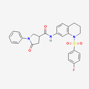 N-[1-(4-fluorobenzenesulfonyl)-1,2,3,4-tetrahydroquinolin-7-yl]-5-oxo-1-phenylpyrrolidine-3-carboxamide