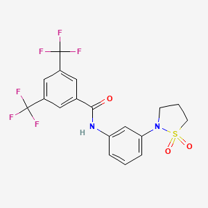 molecular formula C18H14F6N2O3S B6582225 N-[3-(1,1-dioxo-1lambda6,2-thiazolidin-2-yl)phenyl]-3,5-bis(trifluoromethyl)benzamide CAS No. 1208644-35-2