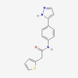 N-[4-(1H-pyrazol-3-yl)phenyl]-2-(thiophen-2-yl)acetamide