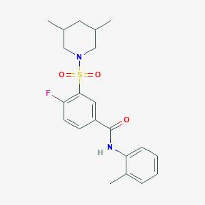 molecular formula C21H25FN2O3S B6582369 3-[(3,5-dimethylpiperidin-1-yl)sulfonyl]-4-fluoro-N-(2-methylphenyl)benzamide CAS No. 451475-03-9