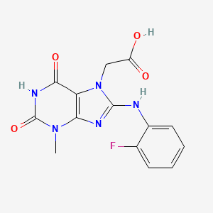 2-(8-((2-fluorophenyl)amino)-3-methyl-2,6-dioxo-2,3-dihydro-1H-purin-7(6H)-yl)acetic acid