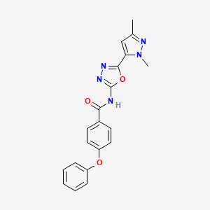 molecular formula C20H17N5O3 B6582398 N-[5-(1,3-dimethyl-1H-pyrazol-5-yl)-1,3,4-oxadiazol-2-yl]-4-phenoxybenzamide CAS No. 1171623-19-0
