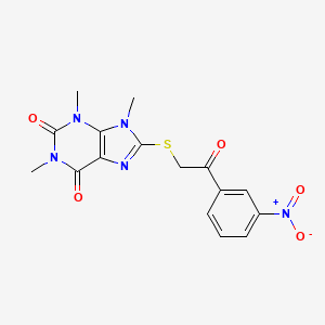 molecular formula C16H15N5O5S B6582453 1,3,9-trimethyl-8-{[2-(3-nitrophenyl)-2-oxoethyl]sulfanyl}-2,3,6,9-tetrahydro-1H-purine-2,6-dione CAS No. 897453-47-3