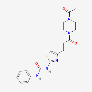molecular formula C19H23N5O3S B6582487 3-{4-[3-(4-acetylpiperazin-1-yl)-3-oxopropyl]-1,3-thiazol-2-yl}-1-phenylurea CAS No. 1040648-55-2