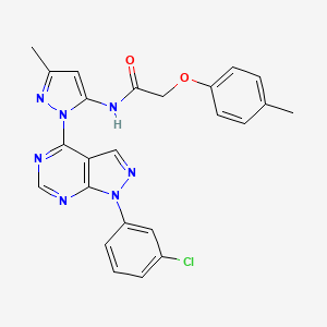 N-{1-[1-(3-chlorophenyl)-1H-pyrazolo[3,4-d]pyrimidin-4-yl]-3-methyl-1H-pyrazol-5-yl}-2-(4-methylphenoxy)acetamide