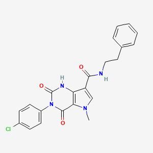 molecular formula C22H19ClN4O3 B6582537 3-(4-chlorophenyl)-5-methyl-2,4-dioxo-N-(2-phenylethyl)-1H,2H,3H,4H,5H-pyrrolo[3,2-d]pyrimidine-7-carboxamide CAS No. 921574-28-9