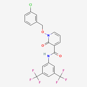 molecular formula C21H13ClF6N2O3 B6582546 N-[3,5-bis(trifluoromethyl)phenyl]-1-[(3-chlorophenyl)methoxy]-2-oxo-1,2-dihydropyridine-3-carboxamide CAS No. 852366-55-3