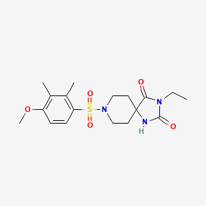 molecular formula C18H25N3O5S B6582564 3-ethyl-8-(4-methoxy-2,3-dimethylbenzenesulfonyl)-1,3,8-triazaspiro[4.5]decane-2,4-dione CAS No. 1021265-55-3