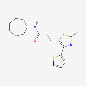 molecular formula C18H24N2OS2 B6582566 N-cycloheptyl-3-[2-methyl-4-(thiophen-2-yl)-1,3-thiazol-5-yl]propanamide CAS No. 1049030-55-8