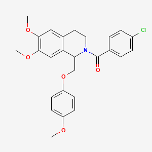 molecular formula C26H26ClNO5 B6582588 2-(4-chlorobenzoyl)-6,7-dimethoxy-1-[(4-methoxyphenoxy)methyl]-1,2,3,4-tetrahydroisoquinoline CAS No. 486427-18-3