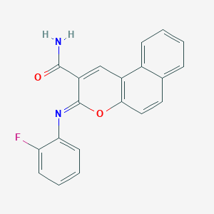 (3Z)-3-[(2-fluorophenyl)imino]-3H-benzo[f]chromene-2-carboxamide
