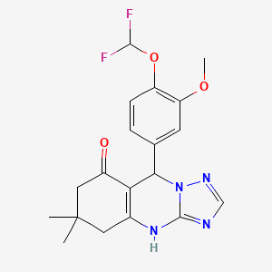 molecular formula C19H20F2N4O3 B6582634 9-[4-(difluoromethoxy)-3-methoxyphenyl]-6,6-dimethyl-4H,5H,6H,7H,8H,9H-[1,2,4]triazolo[3,2-b]quinazolin-8-one CAS No. 725219-11-4