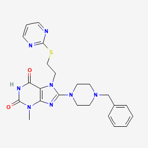 molecular formula C23H26N8O2S B6582654 8-(4-benzylpiperazin-1-yl)-3-methyl-7-[2-(pyrimidin-2-ylsulfanyl)ethyl]-2,3,6,7-tetrahydro-1H-purine-2,6-dione CAS No. 850914-39-5