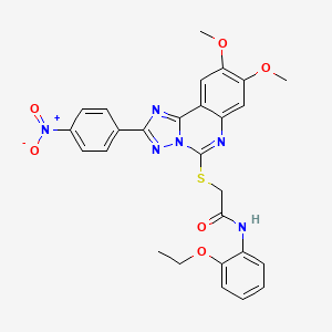 2-{[8,9-dimethoxy-2-(4-nitrophenyl)-[1,2,4]triazolo[1,5-c]quinazolin-5-yl]sulfanyl}-N-(2-ethoxyphenyl)acetamide