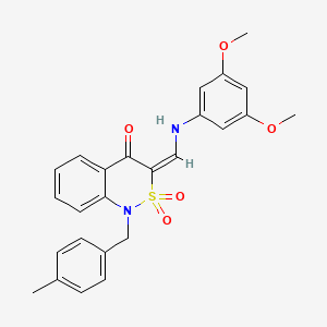 molecular formula C25H24N2O5S B6582712 (3E)-3-{[(3,5-dimethoxyphenyl)amino]methylidene}-1-[(4-methylphenyl)methyl]-3,4-dihydro-1H-2lambda6,1-benzothiazine-2,2,4-trione CAS No. 893312-05-5