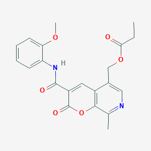 molecular formula C21H20N2O6 B6582759 {3-[(2-methoxyphenyl)carbamoyl]-8-methyl-2-oxo-2H-pyrano[2,3-c]pyridin-5-yl}methyl propanoate CAS No. 1111292-03-5