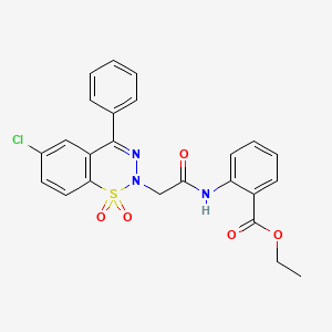 ethyl 2-[2-(6-chloro-1,1-dioxo-4-phenyl-2H-1lambda6,2,3-benzothiadiazin-2-yl)acetamido]benzoate