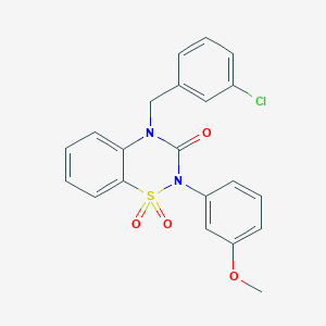 molecular formula C21H17ClN2O4S B6582777 4-[(3-chlorophenyl)methyl]-2-(3-methoxyphenyl)-3,4-dihydro-2H-1lambda6,2,4-benzothiadiazine-1,1,3-trione CAS No. 1031998-46-5