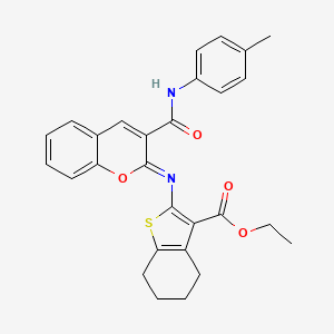 ethyl 2-{[(2Z)-3-[(4-methylphenyl)carbamoyl]-2H-chromen-2-ylidene]amino}-4,5,6,7-tetrahydro-1-benzothiophene-3-carboxylate