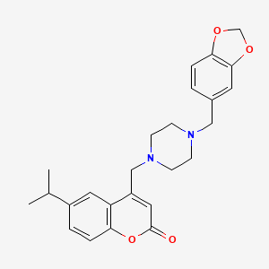 molecular formula C25H28N2O4 B6582869 4-({4-[(2H-1,3-benzodioxol-5-yl)methyl]piperazin-1-yl}methyl)-6-(propan-2-yl)-2H-chromen-2-one CAS No. 862485-11-8