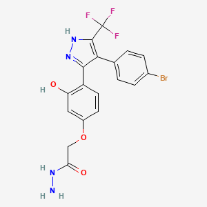 molecular formula C18H14BrF3N4O3 B6582878 2-{4-[4-(4-bromophenyl)-5-(trifluoromethyl)-1H-pyrazol-3-yl]-3-hydroxyphenoxy}acetohydrazide CAS No. 879451-62-4