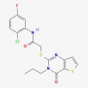 molecular formula C17H15ClFN3O2S2 B6582955 N-(2-chloro-5-fluorophenyl)-2-({4-oxo-3-propyl-3H,4H-thieno[3,2-d]pyrimidin-2-yl}sulfanyl)acetamide CAS No. 1252916-00-9