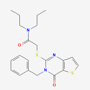 molecular formula C21H25N3O2S2 B6582977 2-({3-benzyl-4-oxo-3H,4H-thieno[3,2-d]pyrimidin-2-yl}sulfanyl)-N,N-dipropylacetamide CAS No. 1252880-42-4