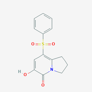 molecular formula C14H13NO4S B065830 8-Benzenesulfonyl-6-hydroxy-2,3-dihydro-1H-indolizin-5-one CAS No. 185198-43-0