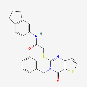 2-({3-benzyl-4-oxo-3H,4H-thieno[3,2-d]pyrimidin-2-yl}sulfanyl)-N-(2,3-dihydro-1H-inden-5-yl)acetamide