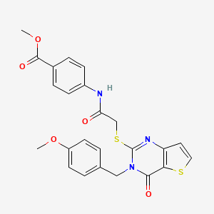 molecular formula C24H21N3O5S2 B6583029 methyl 4-[2-({3-[(4-methoxyphenyl)methyl]-4-oxo-3H,4H-thieno[3,2-d]pyrimidin-2-yl}sulfanyl)acetamido]benzoate CAS No. 1252927-07-3