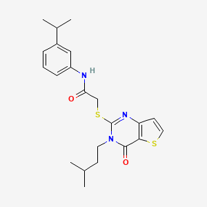 molecular formula C22H27N3O2S2 B6583047 2-{[3-(3-methylbutyl)-4-oxo-3H,4H-thieno[3,2-d]pyrimidin-2-yl]sulfanyl}-N-[3-(propan-2-yl)phenyl]acetamide CAS No. 1252907-12-2