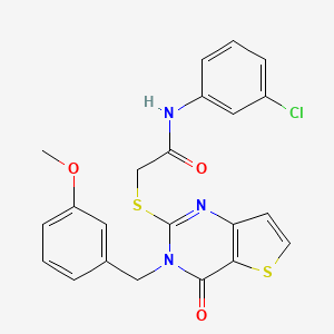 molecular formula C22H18ClN3O3S2 B6583096 N-(3-chlorophenyl)-2-({3-[(3-methoxyphenyl)methyl]-4-oxo-3H,4H-thieno[3,2-d]pyrimidin-2-yl}sulfanyl)acetamide CAS No. 1252856-56-6
