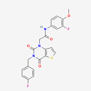 molecular formula C22H17F2N3O4S B6583132 N-(3-fluoro-4-methoxyphenyl)-2-{3-[(4-fluorophenyl)methyl]-2,4-dioxo-1H,2H,3H,4H-thieno[3,2-d]pyrimidin-1-yl}acetamide CAS No. 1252847-86-1