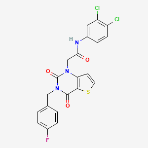 molecular formula C21H14Cl2FN3O3S B6583133 N-(3,4-dichlorophenyl)-2-{3-[(4-fluorophenyl)methyl]-2,4-dioxo-1H,2H,3H,4H-thieno[3,2-d]pyrimidin-1-yl}acetamide CAS No. 1252927-62-0