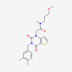 molecular formula C21H25N3O4S B6583176 2-{3-[(3,4-dimethylphenyl)methyl]-2,4-dioxo-1H,2H,3H,4H-thieno[3,2-d]pyrimidin-1-yl}-N-(3-methoxypropyl)acetamide CAS No. 1252856-02-2