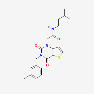 molecular formula C22H27N3O3S B6583182 2-{3-[(3,4-dimethylphenyl)methyl]-2,4-dioxo-1H,2H,3H,4H-thieno[3,2-d]pyrimidin-1-yl}-N-(3-methylbutyl)acetamide CAS No. 1252821-44-5