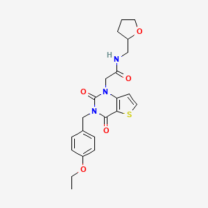 molecular formula C22H25N3O5S B6583217 2-{3-[(4-ethoxyphenyl)methyl]-2,4-dioxo-1H,2H,3H,4H-thieno[3,2-d]pyrimidin-1-yl}-N-[(oxolan-2-yl)methyl]acetamide CAS No. 1252922-31-8