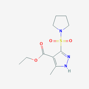 molecular formula C11H17N3O4S B6583249 ethyl 3-methyl-5-(pyrrolidine-1-sulfonyl)-1H-pyrazole-4-carboxylate CAS No. 1301758-08-6