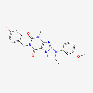molecular formula C23H20FN5O3 B6583335 3-[(4-fluorophenyl)methyl]-8-(3-methoxyphenyl)-1,7-dimethyl-1H,2H,3H,4H,8H-imidazo[1,2-g]purine-2,4-dione CAS No. 896601-47-1