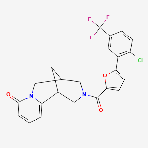 molecular formula C23H18ClF3N2O3 B6583347 11-{5-[2-chloro-5-(trifluoromethyl)phenyl]furan-2-carbonyl}-7,11-diazatricyclo[7.3.1.0^{2,7}]trideca-2,4-dien-6-one CAS No. 951896-24-5