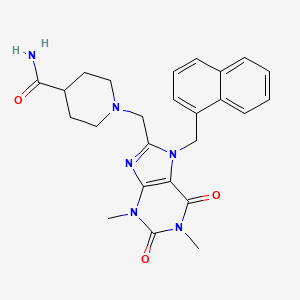 1-({1,3-dimethyl-7-[(naphthalen-1-yl)methyl]-2,6-dioxo-2,3,6,7-tetrahydro-1H-purin-8-yl}methyl)piperidine-4-carboxamide