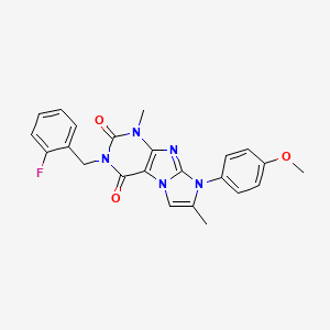 molecular formula C23H20FN5O3 B6583400 3-[(2-fluorophenyl)methyl]-8-(4-methoxyphenyl)-1,7-dimethyl-1H,2H,3H,4H,8H-imidazo[1,2-g]purine-2,4-dione CAS No. 899407-92-2