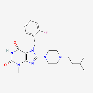 molecular formula C22H29FN6O2 B6583412 7-[(2-fluorophenyl)methyl]-3-methyl-8-[4-(3-methylbutyl)piperazin-1-yl]-2,3,6,7-tetrahydro-1H-purine-2,6-dione CAS No. 895829-67-1