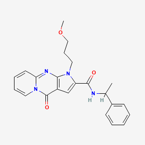 6-(3-methoxypropyl)-2-oxo-N-(1-phenylethyl)-1,6,8-triazatricyclo[7.4.0.0^{3,7}]trideca-3(7),4,8,10,12-pentaene-5-carboxamide